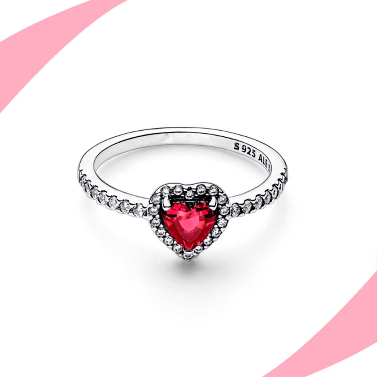 Anillo Corazón Rojo Brillante