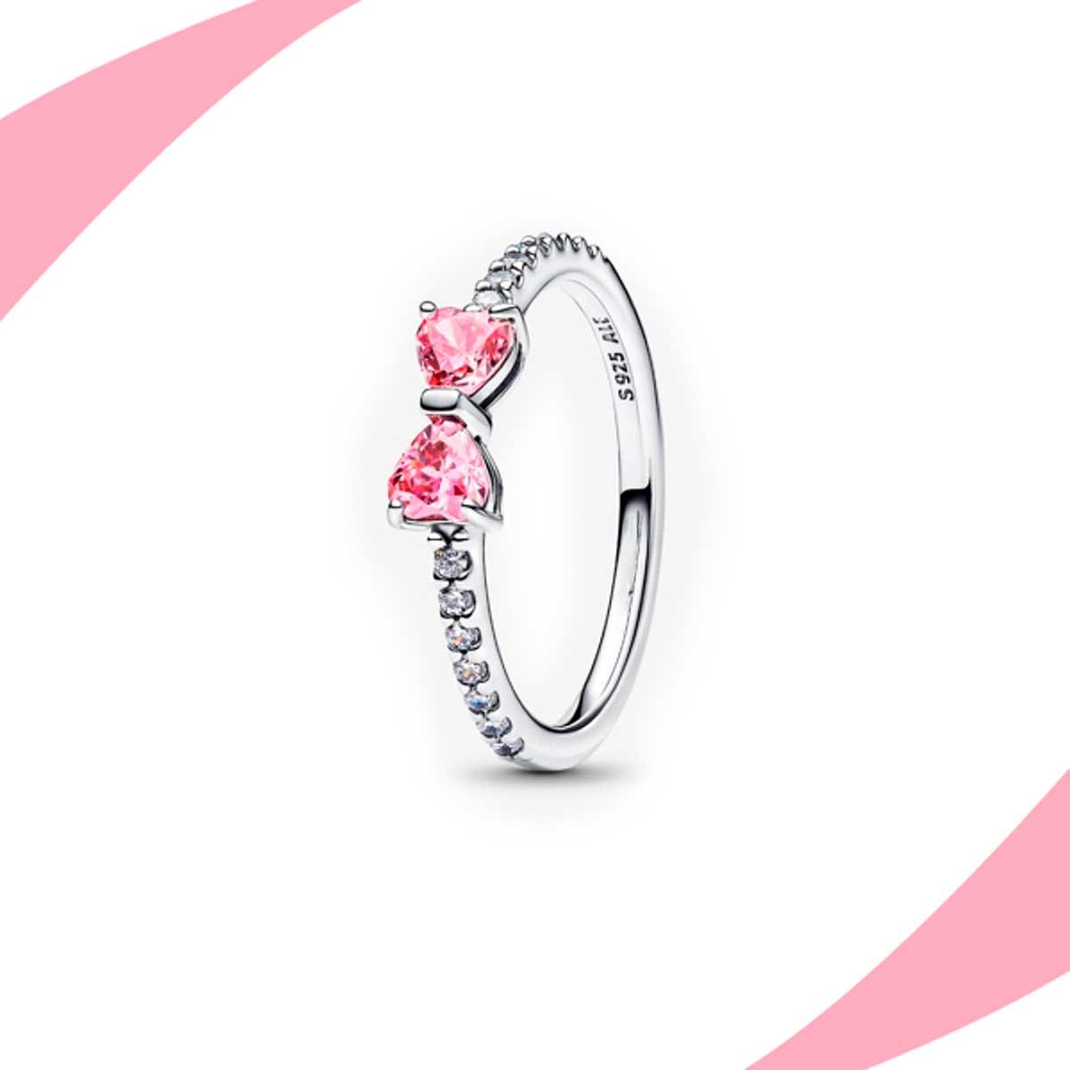 Anillo Moño Rosa Brillante