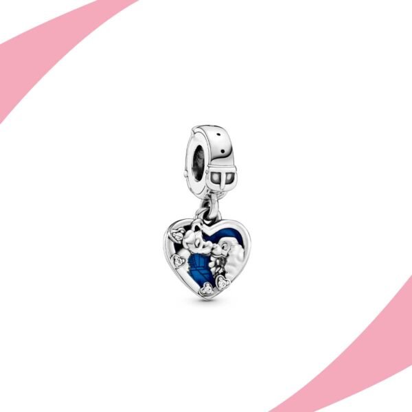 Charm colgante en forma de corazón calado con dos perritos en esmalte. Super Charms México.