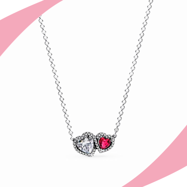 Collar Corazones Bicolor Brillantes