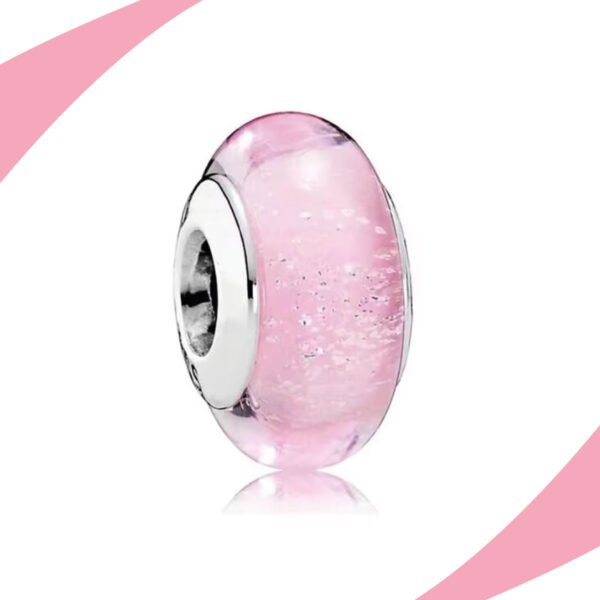 Charm Separador Circular de Cristal Rosa