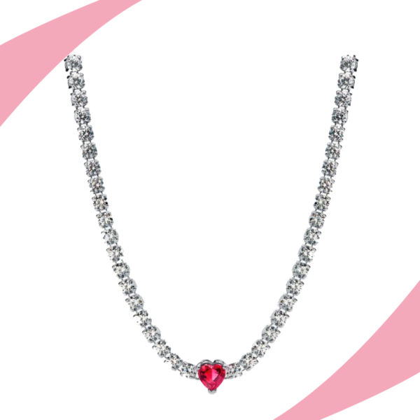 Collar Corazón Rojo con Brillantes