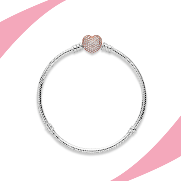 Pulsera Cadena de Serpiente con Broche de Corazón Rosa