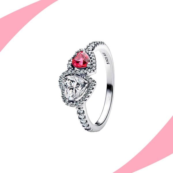 Anillo Doble Corazón Bicolor Brillante