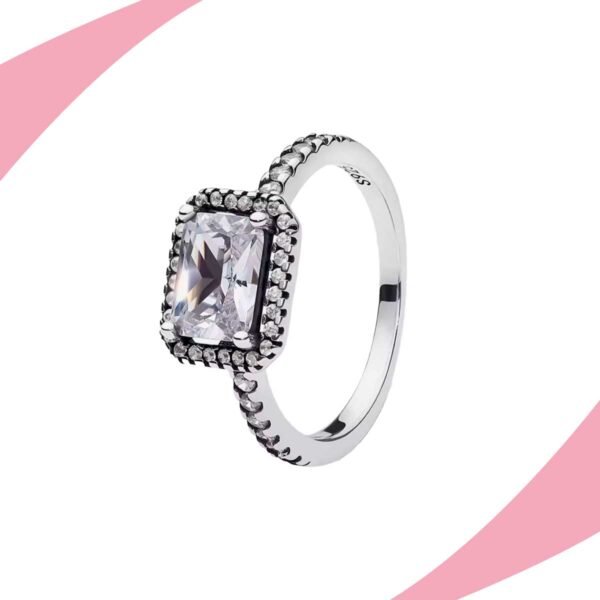 Anillo Diamante Cuadrado Blanco