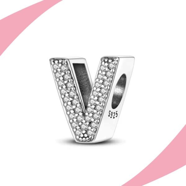 Charm Letra V Brillante